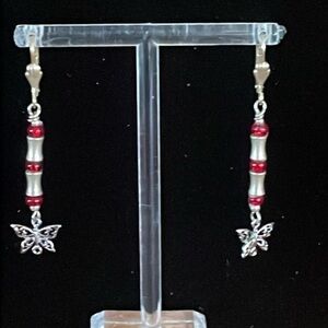 Made by Hand silver tone Butterfly earrings